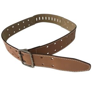 Alaia Tan Leather Double Prong Belt Made in France 75